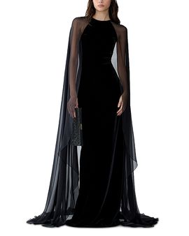 Carolina Herrera Carolina Herrera Round Neck Cape Gown