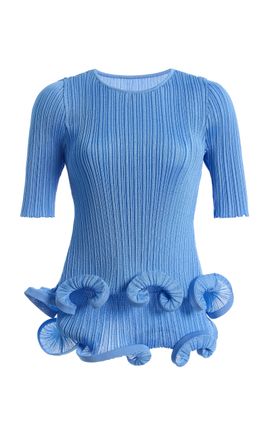 Carolina Herrera Carolina Herrera RuffledPeplum Viscose Fine Rib Knit Top