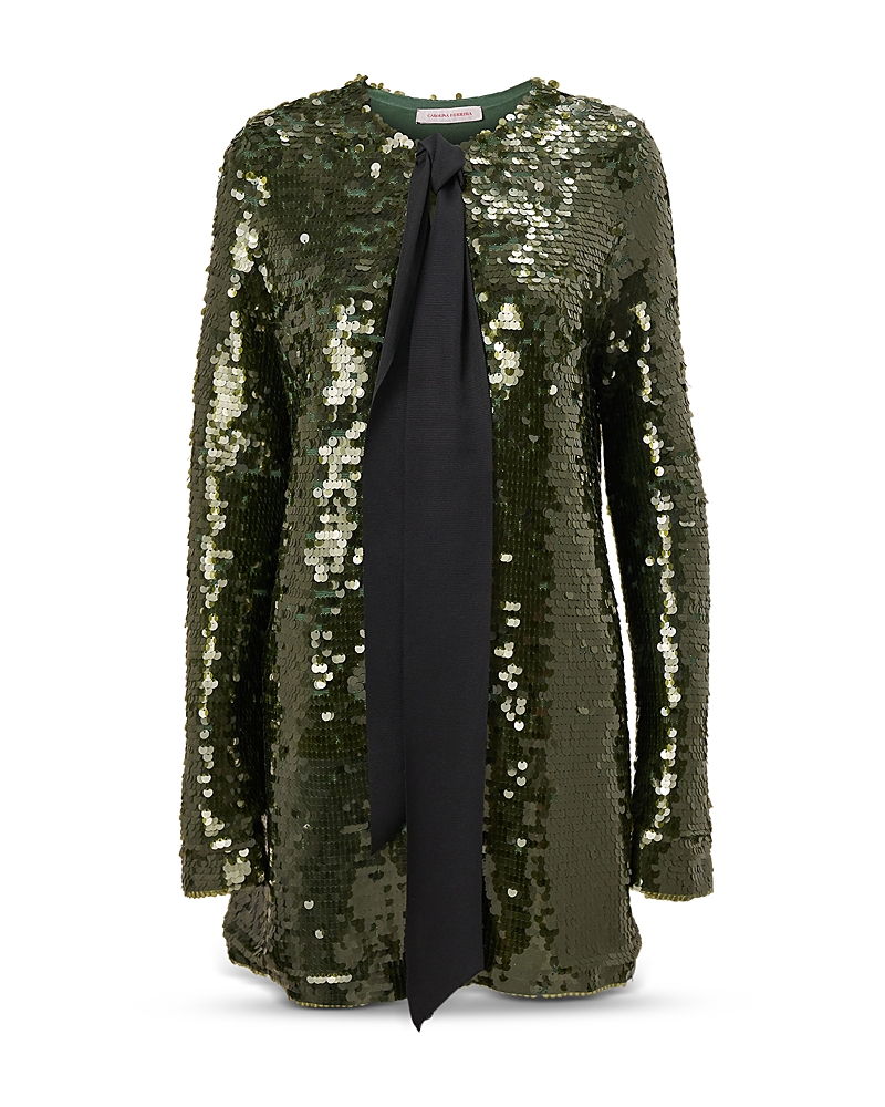 Carolina Herrera Carolina Herrera Sequin Embellished Tie Neck Cardigan