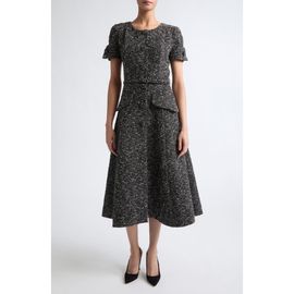 Carolina Herrera Carolina Herrera Short Sleeve Tweed Midi Dress with Belt