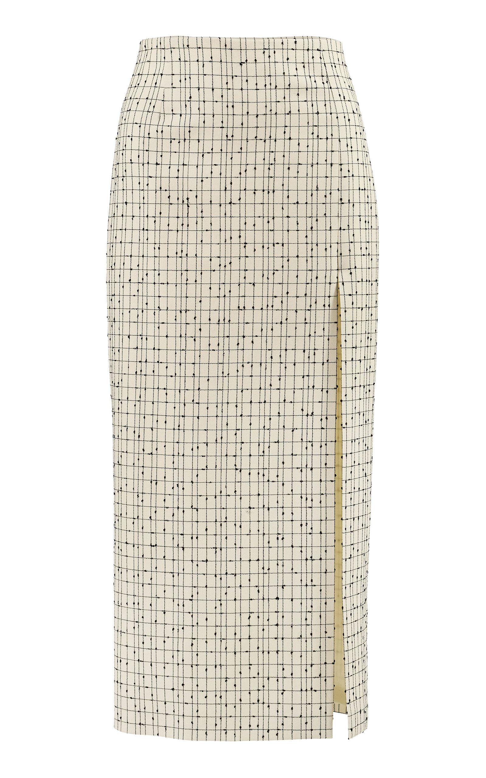 Carolina Herrera Carolina Herrera SideSlit Slub Yarn Check Tailoring Midi Pencil Skirt