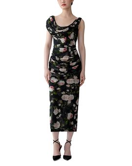 Carolina Herrera Carolina Herrera Silk Draped Off Shoulder Dress