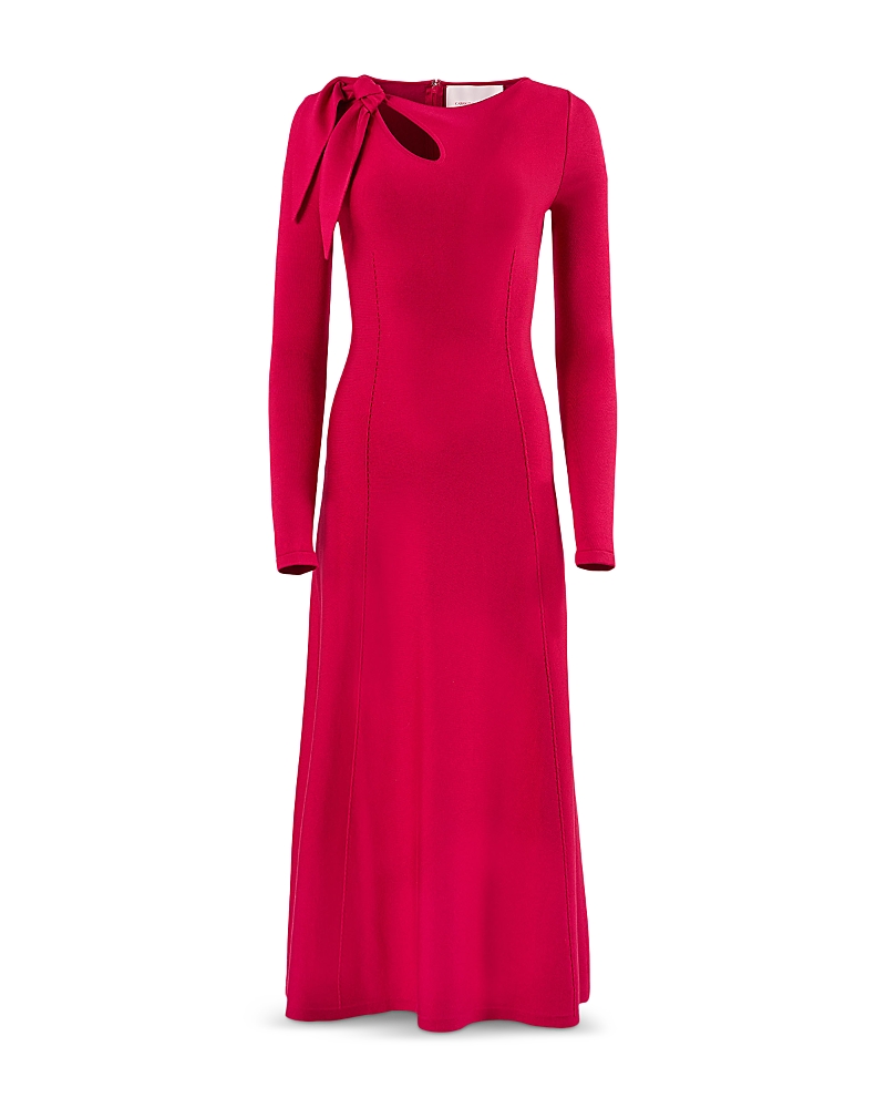 Carolina Herrera Carolina Herrera Silk Stretch Long Sleeve Slit Neck Dress