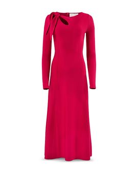 Carolina Herrera Carolina Herrera Silk Stretch Long Sleeve Slit Neck Dress
