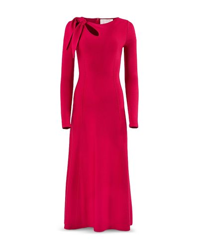 Carolina Herrera Carolina Herrera Silk Stretch Long Sleeve Slit Neck Dress