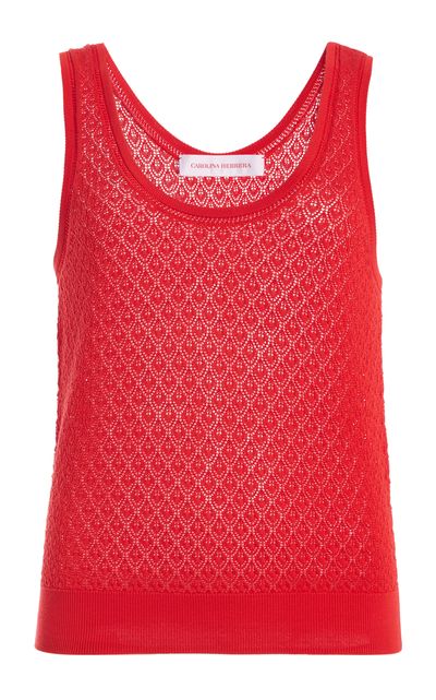 Carolina Herrera Carolina Herrera Sleeveless Pointelle Stitch Knit Tank Top