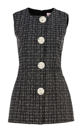 Carolina Herrera Carolina Herrera Sleeveless Slub Yarn Check Tailoring Top