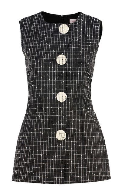 Carolina Herrera Carolina Herrera Sleeveless Slub Yarn Check Tailoring Top