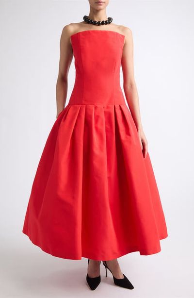 Carolina Herrera Carolina Herrera Strapless Straight Neck Silk Ballgown