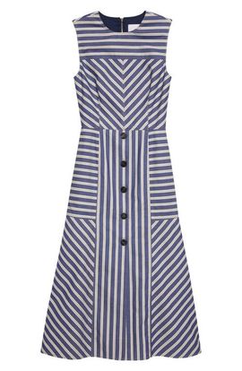 Carolina Herrera Carolina Herrera Stripe A-Line Cotton Midi Dress