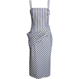 Carolina Herrera Carolina Herrera Stripe Draped Cotton Sundress