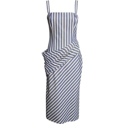 Carolina Herrera Carolina Herrera Stripe Draped Cotton Sundress