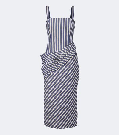 Carolina Herrera Carolina Herrera Striped draped cotton cocktail dress