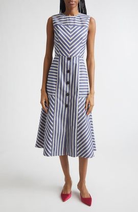 Carolina Herrera Carolina Herrera Striped Sleeveless Midi Dress