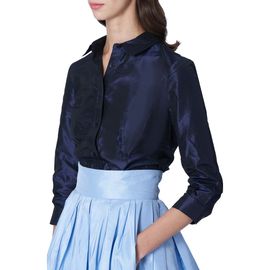 Carolina Herrera Carolina Herrera Three Quarter Sleeve Silk Button-Up Shirt