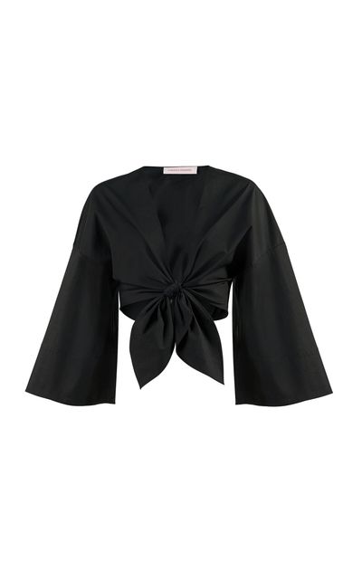 Carolina Herrera Carolina Herrera TieFront Stretch Cotton Shirting Top