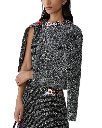Carolina Herrera Carolina Herrera Wool Blend Embellished Crewneck Cardigan