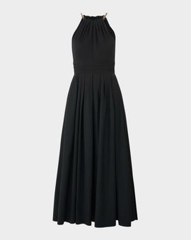 Carolina Herrera Chain-Link Halter A-Line Midi Dress