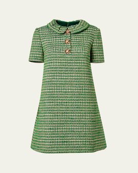 Carolina Herrera Collared Metallic Tweed Mini Shift Dress