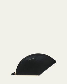 Carolina Herrera Consuelo Fan-Shaped Leather Clutch Bag