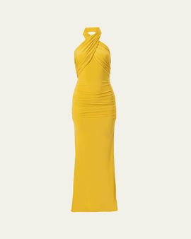 sachin and babi light blue dress Carolina Herrera Print Duchesse Midi Halter Dress — UFO No More main image 1