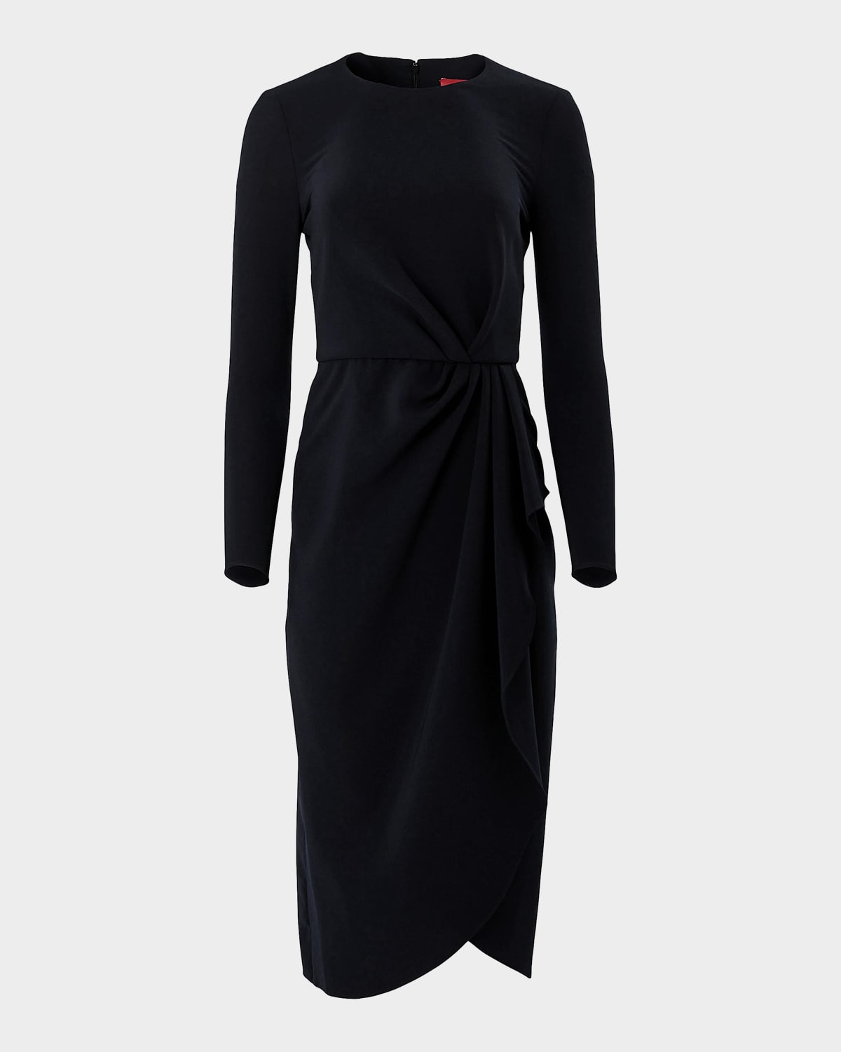 Carolina Herrera Draped Long-Sleeve Midi Dress