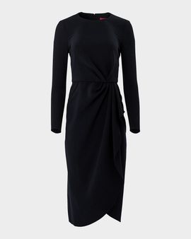 Carolina Herrera Draped Long-Sleeve Midi Dress