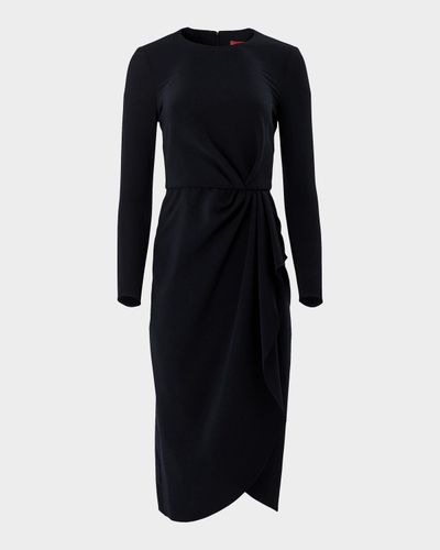 Carolina Herrera Draped Long-Sleeve Midi Dress