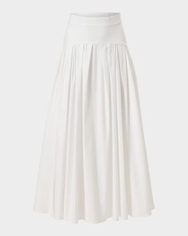 Carolina Herrera Drop-Waist Pleated Midi Skirt