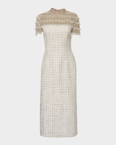 empire waist wedding dress 1960s Empire Waist Regency-Style Bridal Gown With Crochet Lace Appliqué And  Train main image 0