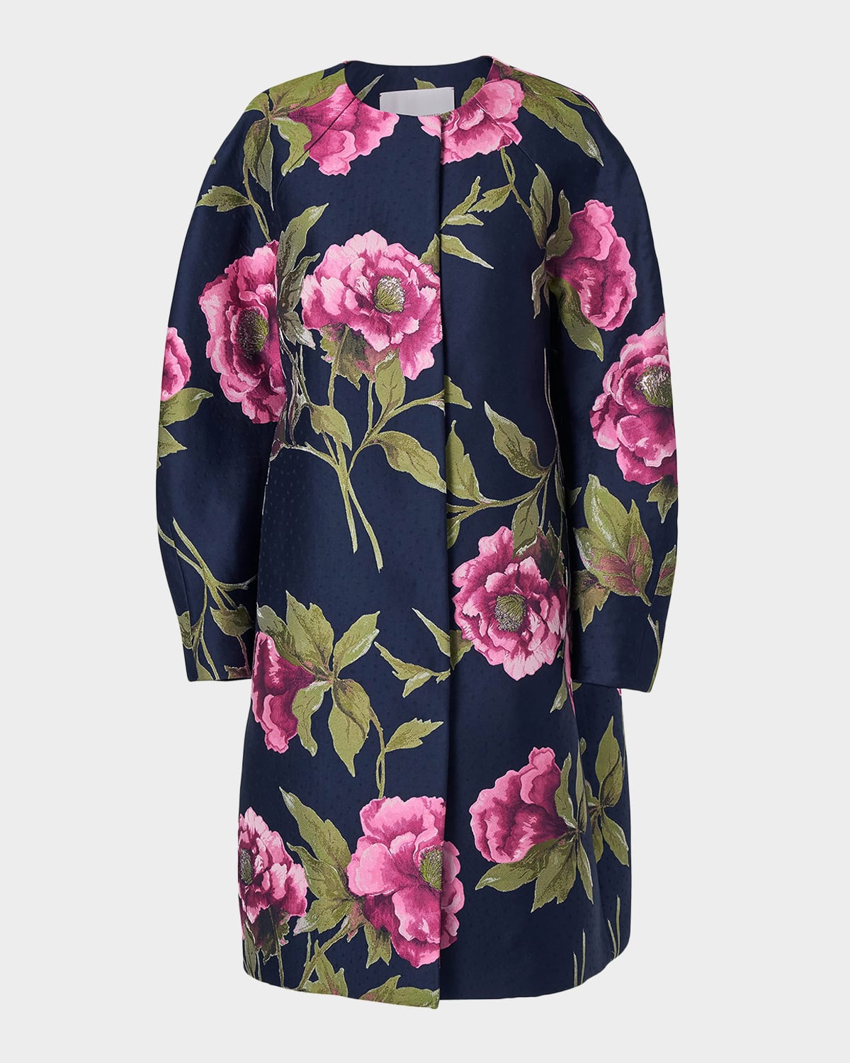 Carolina Herrera Floral Collarless Cocoon Coat