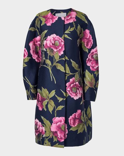 Carolina Herrera Floral Collarless Cocoon Coat
