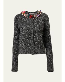 Carolina Herrera Floral Embellished Cardigan