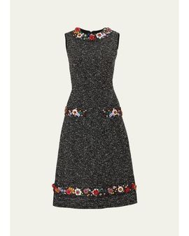 Carolina Herrera Floral Embroidered Sleeveless Dress
