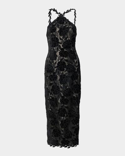 Carolina Herrera Floral Lace Halter Pencil Dress
