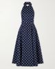 CAROLINA HERRERA Halter belted polka-dot cotton-blend twill midi dress - 1