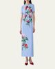 Carolina Herrera Hydrangea-Print Crepe Short-Sleeve Ankle Dress - 2