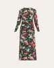Carolina Herrera Hydrangea-Print Ruched Jersey Long-Sleeve Midi Dress - 1