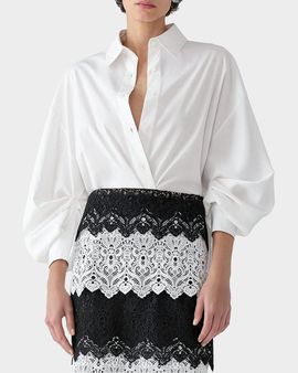 Carolina Herrera Isabella Balloon-Sleeve Cotton Button-Down Shirt