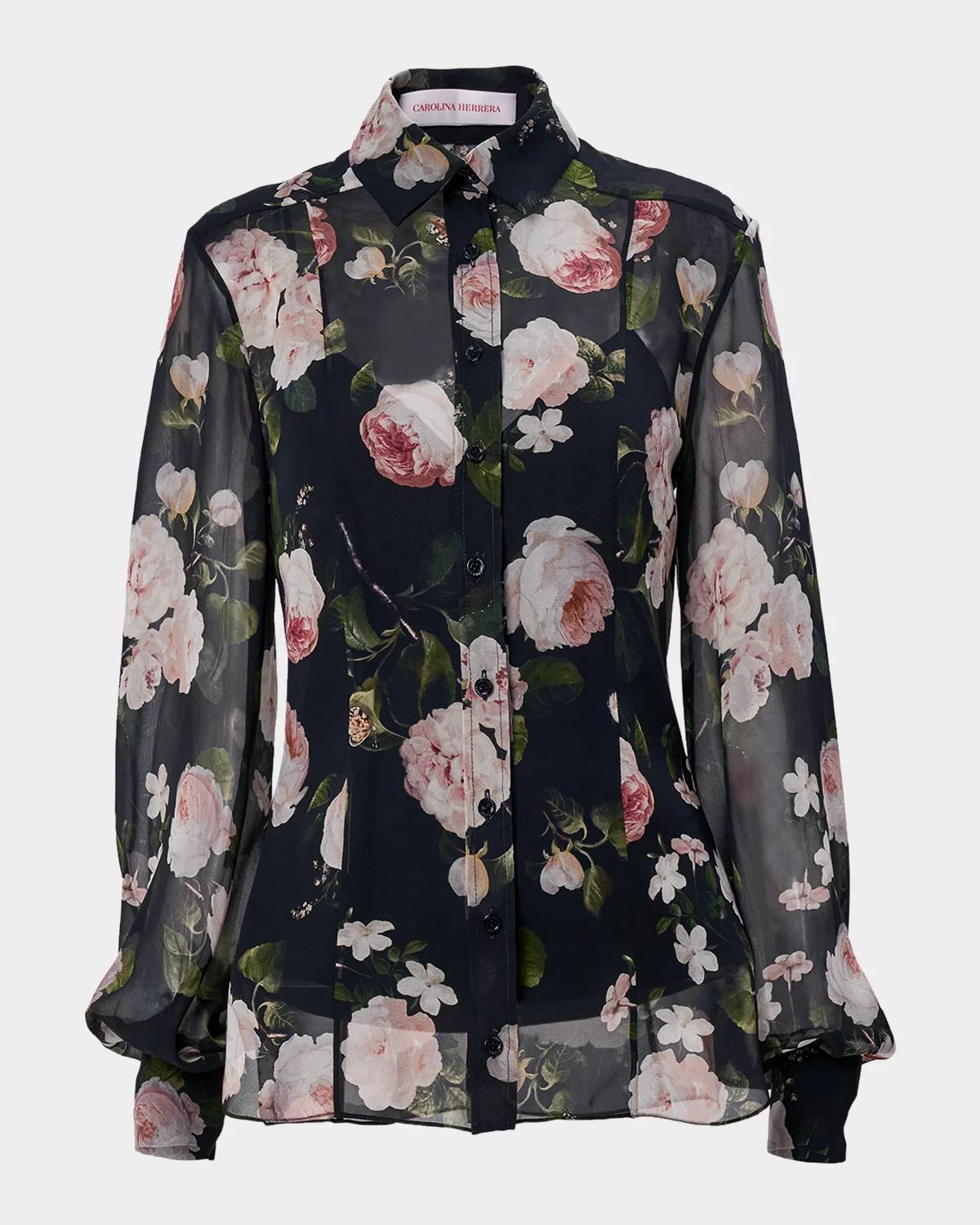 Carolina Herrera Isabella Rose Chiffon Shirt