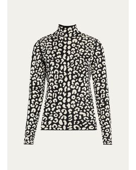 Carolina Herrera Leopard-Print Silke-Blend Turtleneck Sweater