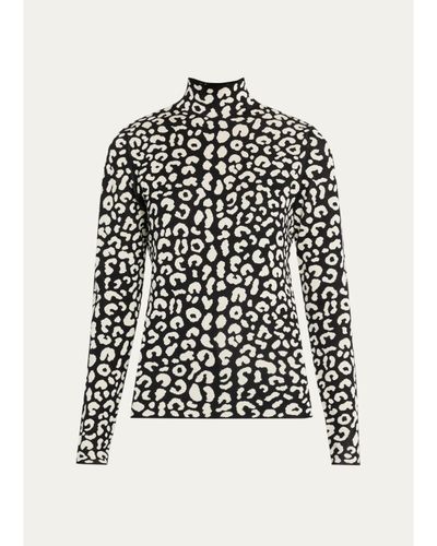 Carolina Herrera Leopard-Print Silke-Blend Turtleneck Sweater