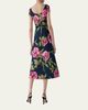 Carolina Herrera Metallic Floral Jacquard Short-Sleeve Belted Midi Dress - 3