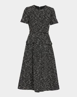Carolina Herrera Metallic Tweed Belted Midi Dress