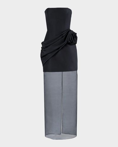 Carolina Herrera Rose Silk Sheer Hem Gown