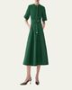 Carolina Herrera Short-Sleeve Belted Cotton A-Line Midi Dress - 2