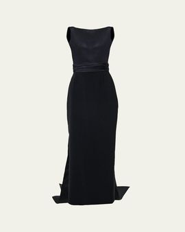 Carolina Herrera Sleeveless Silk Column Dress with Train