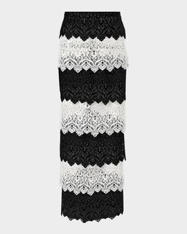 Carolina Herrera Tiered Lace Maxi Pencil Skirt