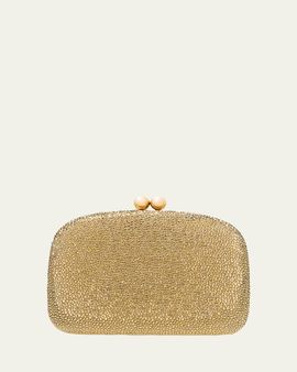 Carolina Herrera Vega Rhinestone Suede Clutch Bag