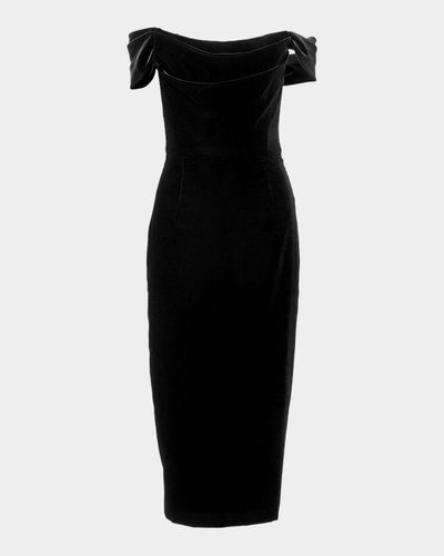 Carolina Herrera Velvet Off-Shoulder Midi Dress